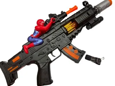 Spider-Man Combat Gear Electronic Blaster – Tactical Toy Rifle with Vibration, Sound Effects, and 3D Spider-Man Figure